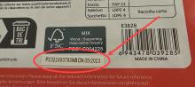 Batch code location on external packaging of product, as circled