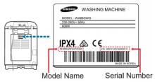 Samsung Washing Machine Identification Plate