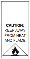 Low fire hazard label featuring flame graphic and text warning