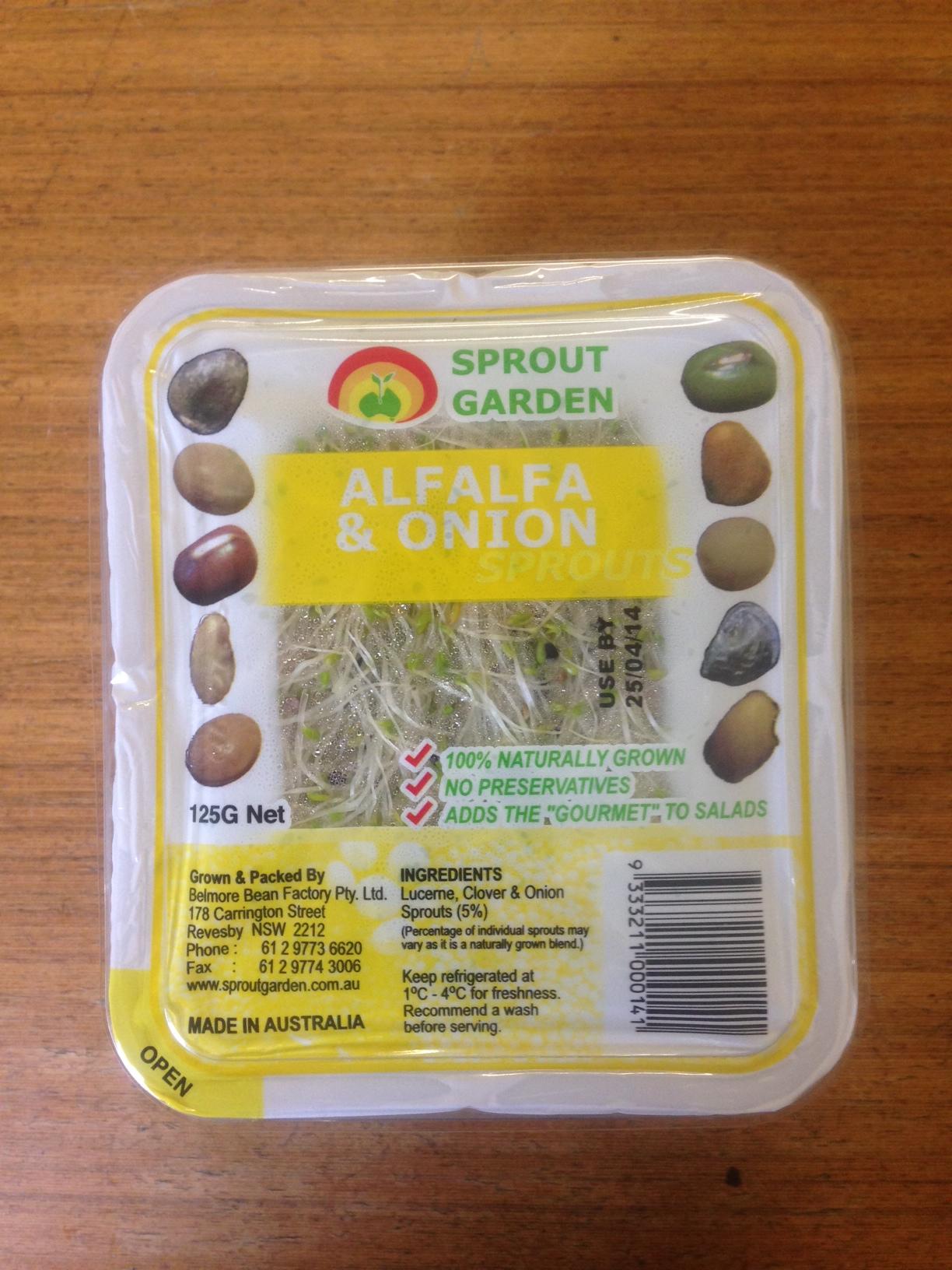 Belmore Bean Factory—Sprout Garden Alfalfa and Onion Sprouts Product Safety Australia