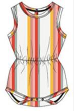 Photograph of Baby French Terry Printed Romper with Multi-coloured Stripes