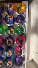 Bouncy balls in store display box, showing Halloween theme