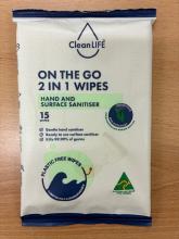 photograph of CleanLIFE On the Go 2 in 1 Wipes