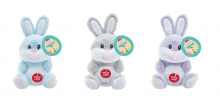 photograph of Coles Easter bunny squeezer pals in blue, grey, and purple colours.