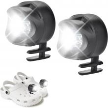 Croc headlights in black with image showing mounted on the shoe