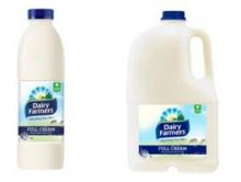 Photograph of Dairy Farmers Full Cream Milk 1L and 3L Bottles