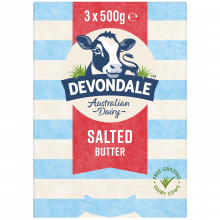Photograph of Devondale Salted Butter 3 x 500g
