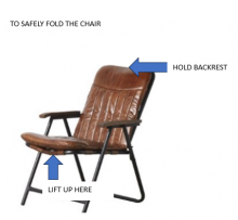 Diagram of how to fold the Hemmingway Leather Armchair safely