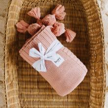 Knit blanket with tassels in Dusty colour