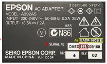 Photograph of Epson AC Adapter Label