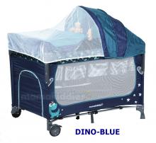 Happy Dino Portable Cot - Dino blue