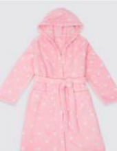 Hooded spotted dressing gown