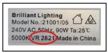 Photograph of Identifying Label for Lagos 90w LED Slim Batten 1200mm Linear Lighting Fixture