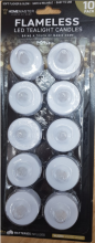 10 piece pack of Home Master tea light LED candles - dark packaging