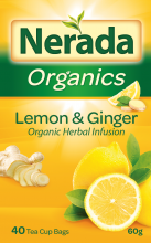 Photograph of Nerada Organics Lemon & Ginger Organic Herbal Infusion