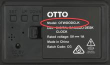 OTTO clock rear label with with code highlighted