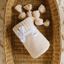 Knit blanket with tassels in Oak colour