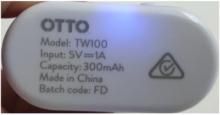 Photograph of Otto True Wireless Earbuds White TW100 identifying markings