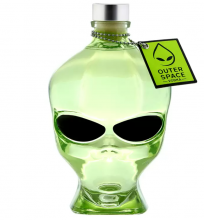 Green alien head vodka bottle