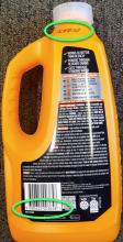 Product bottle identifiers of batch code on the neck and number below barcode