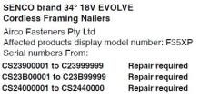photograph of serial number list