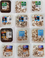sliced mushrooms in packaging