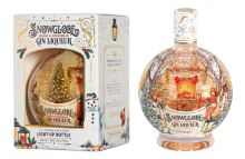 Snow globe gin liqueur bottle and packaging