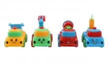 Friction powered toy trucks - front view