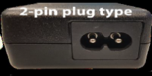 Toshiba photo of 2-Pin adaptor showing pins