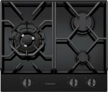 Photograph of Westinghouse 60cm 3-burner black tempered glass gas cooktop