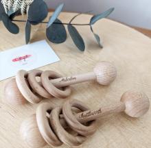 Photograph of Wooden dumbell  baby rattle