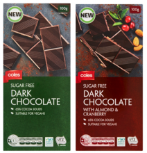 Coles sugar free dark chocolate