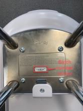 Photograph of iCandy Mi Chair identification plate