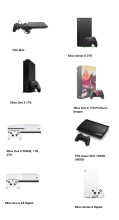 photo collage - PS2 Slim, XBox Series X 2TB, XBox One X 1TB, XBox One X 1TB Premium Dragon, XBox One S 500GB, 1TB, 2TB, PS3 Super Slim 128GB, 500GB, XBox One S All Digital and XBox Series X Digital