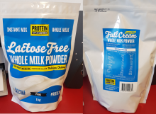 Lactose free whole milk powder