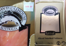 smoked salmon packaging showing incorrect Use By  date
