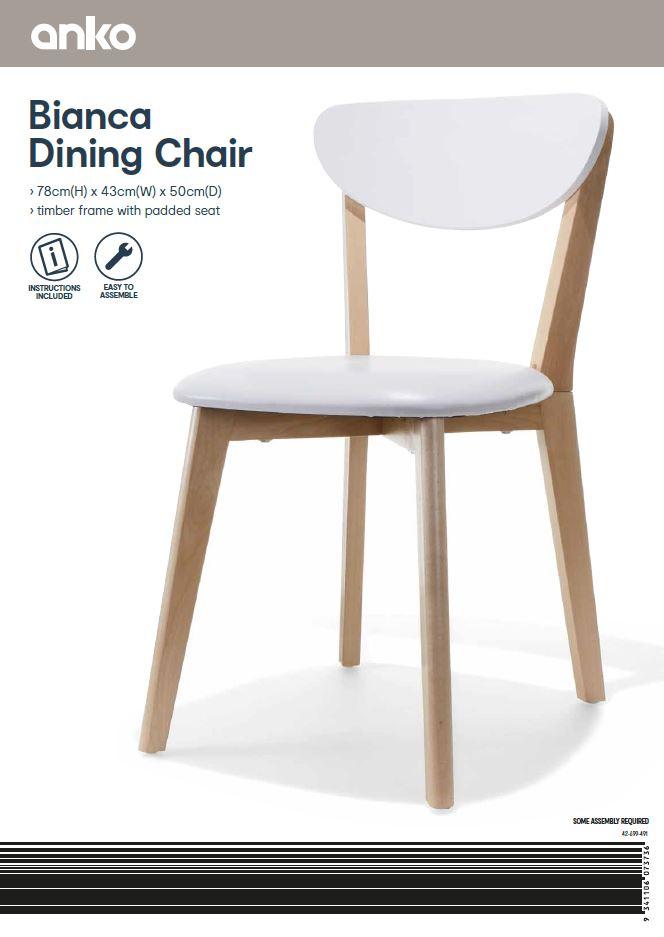 Anko Bianca Dining Chair, Plastic Adirondack Chairs Kmart Australia